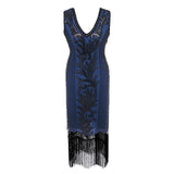 Robe Vintage<br> Années 20 Grande Taille Jazz Bleu - Louise Vintage