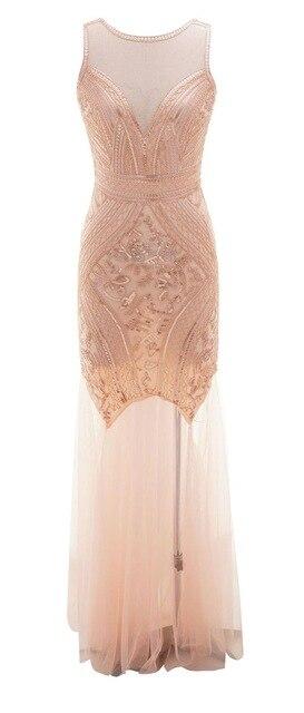 Robe Vintage<br> Années 20 Longue Rose - Louise Vintage