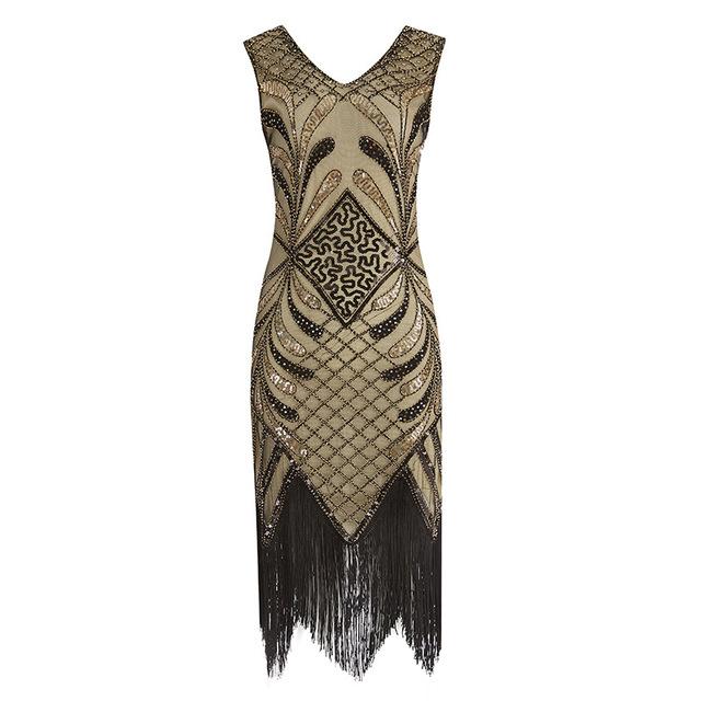 Robe Vintage<br> Années 20 Plume Or - Louise Vintage