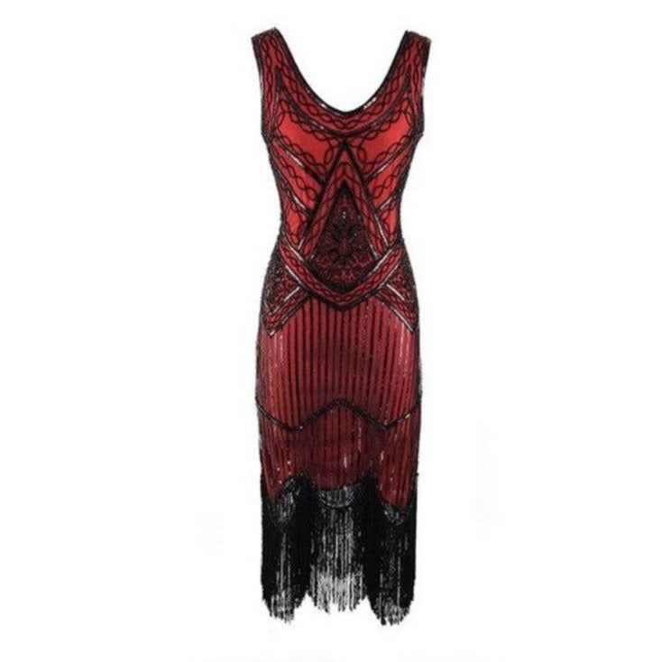 Robe Vintage<br> Années 20 Rouge et Noir - Louise Vintage