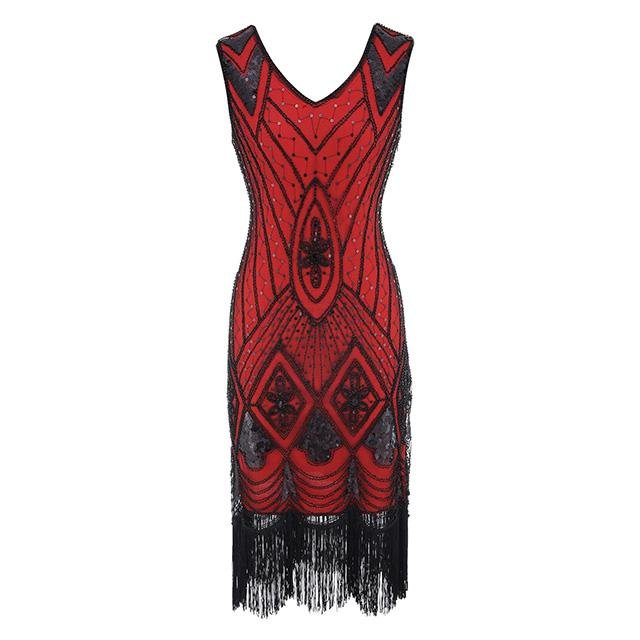 Robe Vintage<br> Années 20 Sequins Rouge - Louise Vintage