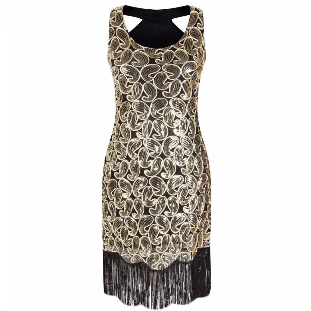Robe Vintage<br> Années 20 Sexy Noir Or - Louise Vintage