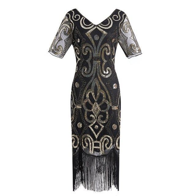 Robe Vintage<br> Années 20 Swing Noir Or - Louise Vintage