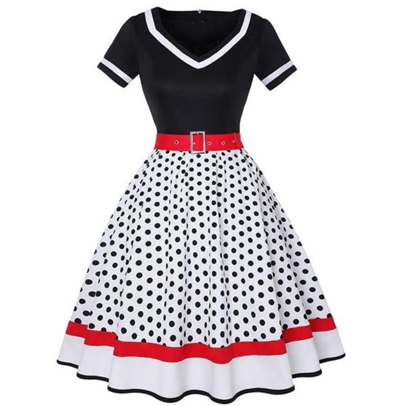 Robe Vintage<br> Grande Taille V Blanc - Louise Vintage