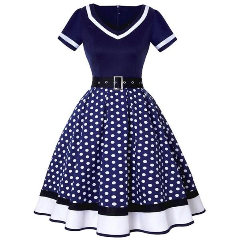 Robe Vintage&lt;br&gt; Grande Taille V Bleu - Louise Vintage