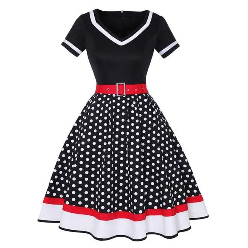 Robe Vintage<br> Grande Taille V Noir - Louise Vintage
