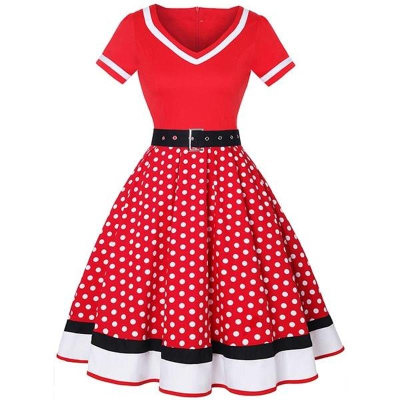 Robe Vintage&lt;br&gt; Grande Taille V Rouges - Louise Vintage