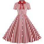 Robe Vintage<br> Rétro Rayures Rouge - Louise Vintage