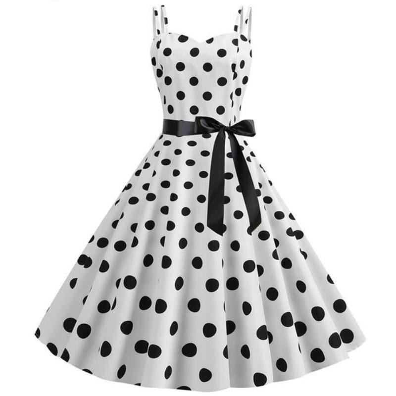 Robe Vintage&lt;br&gt; Rockabilly Blanc Pois - Louise Vintage