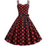 Robe Vintage<br> Rockabilly Noir Pois Rouges - Louise Vintage