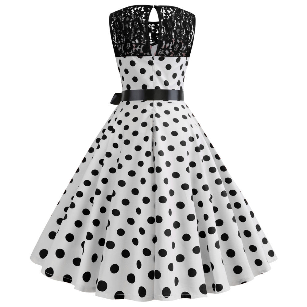 Robe dentelle a pois hot sale