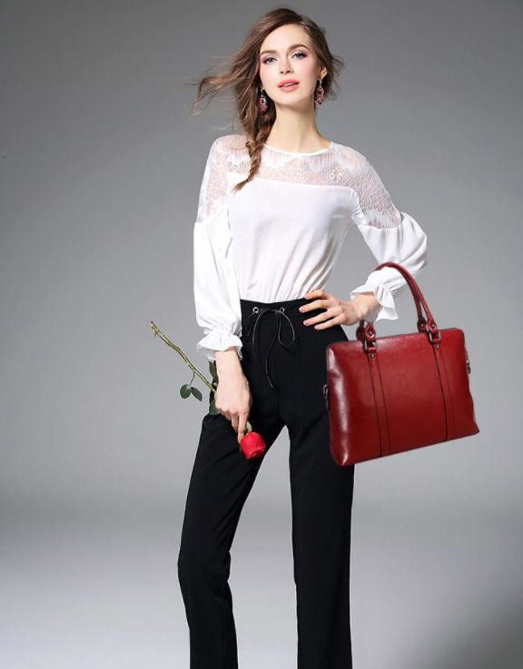 Sac Femme Cuir Vintage Bordeaux - Louise Vintage