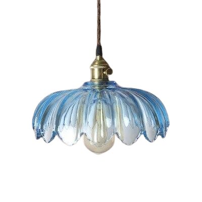 Suspension Vintage Verre Bleu - Louise Vintage