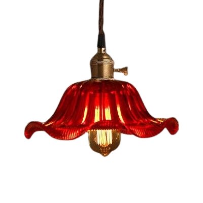 Suspension Vintage Verre Rouge Rétro - Louise Vintage