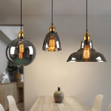 Suspension Vintage<br> Verre Gris 28 cm - Louise Vintage