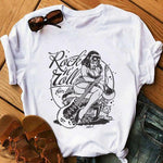 T Shirt Rétro Femme Rock Blanc - Louise Vintage