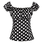 Top Vintage Années 50 Noir Pois - Louise Vintage