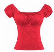 Top Vintage Années 50 Rouge Uni