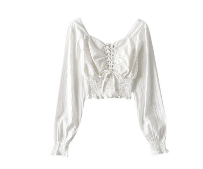Top Vintage Blanc à Lacets - Louise Vintage