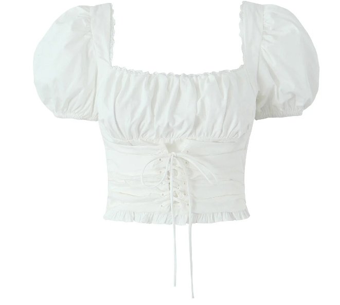 Top Vintage Blanc Col Carré - Louise Vintage