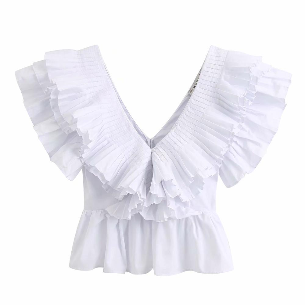 Top Vintage Blanc Col V - Louise Vintage