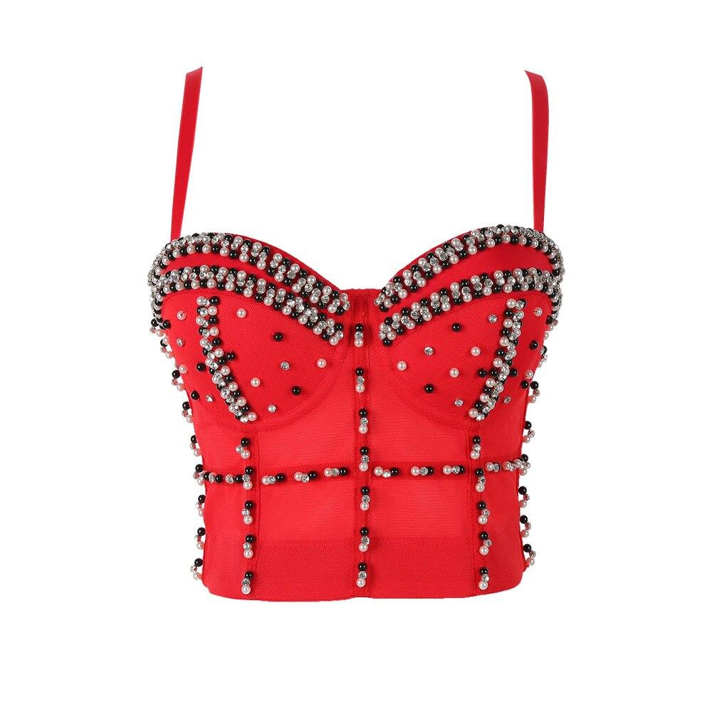 Top Vintage Bustier Rouge Perles - Louise Vintage