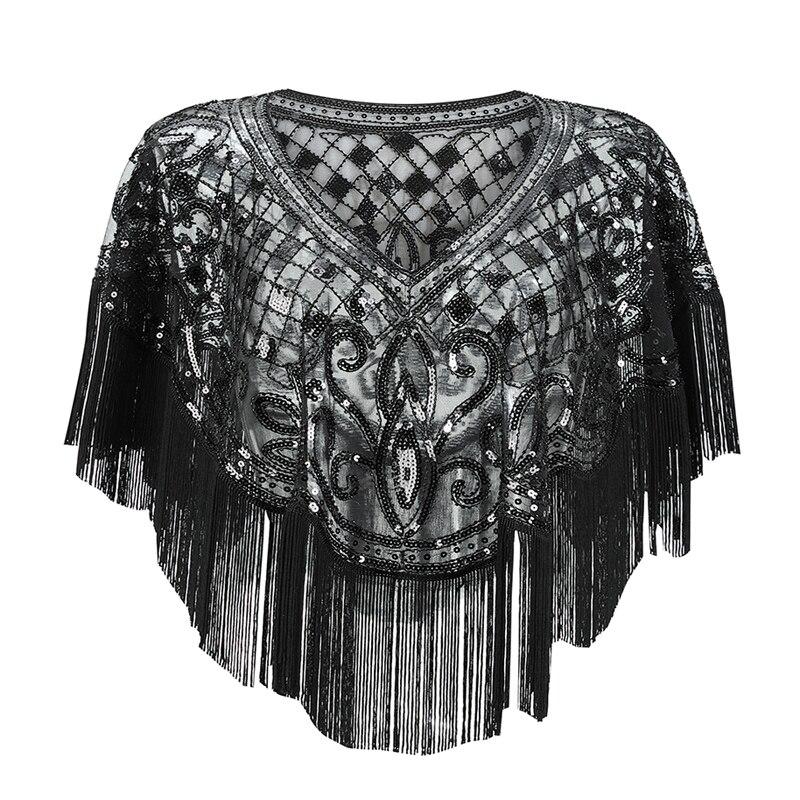 Top Vintage Châle Années 20 Noir - Louise Vintage