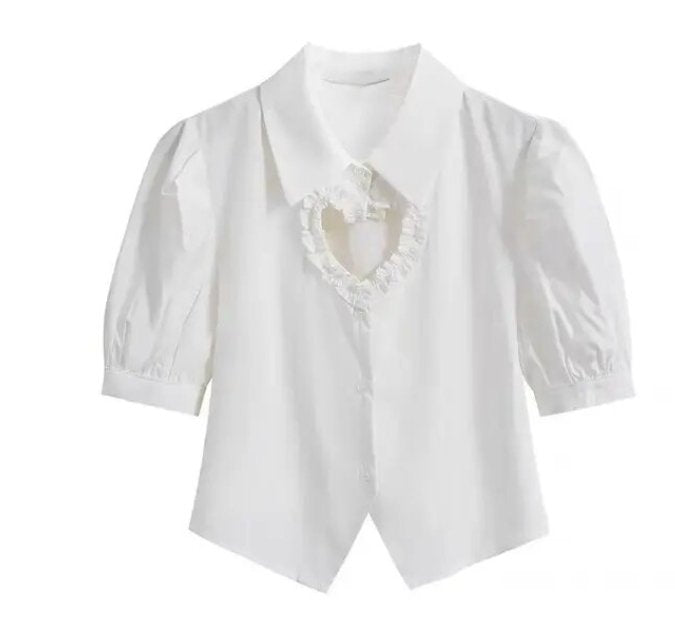 Top Vintage Court Chic Blanc - Louise Vintage