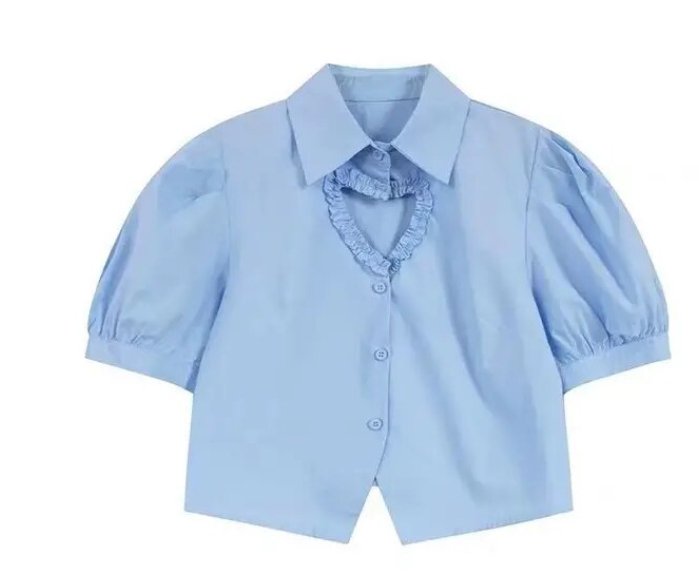 Top Vintage Court Chic Bleu - Louise Vintage