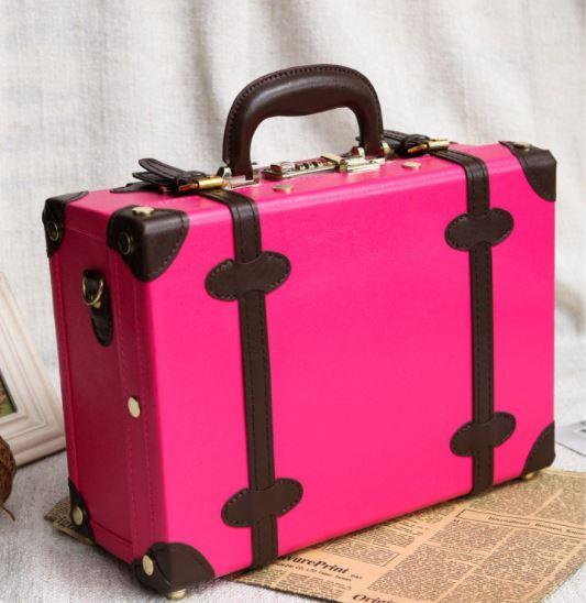 Valise Vintage Cabine Rose Bonbon Marron - Louise Vintage